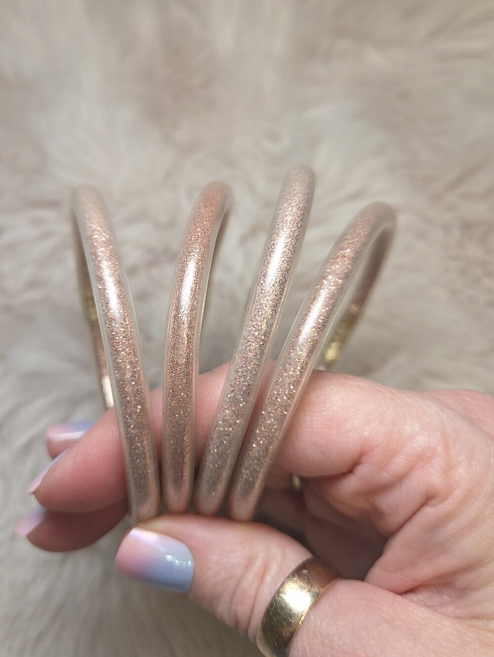 Plunder Four Rose Gold Glitter Rubber Bracelets Beach Jewelry Lake Accessories